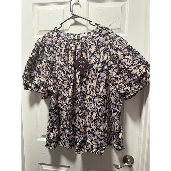 Ava & Viv Tops - Ava & ViV NWT Women’s Plus Size 3X Floral Short Sleeve Blouse